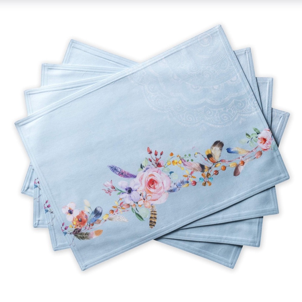 Floral Blue Placemats Set